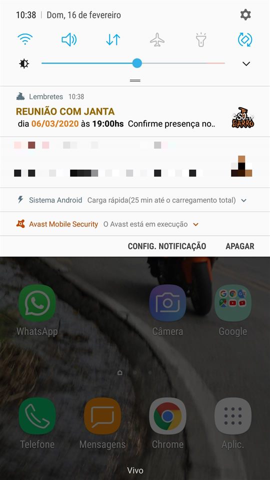Notificação do Lembretes no celular